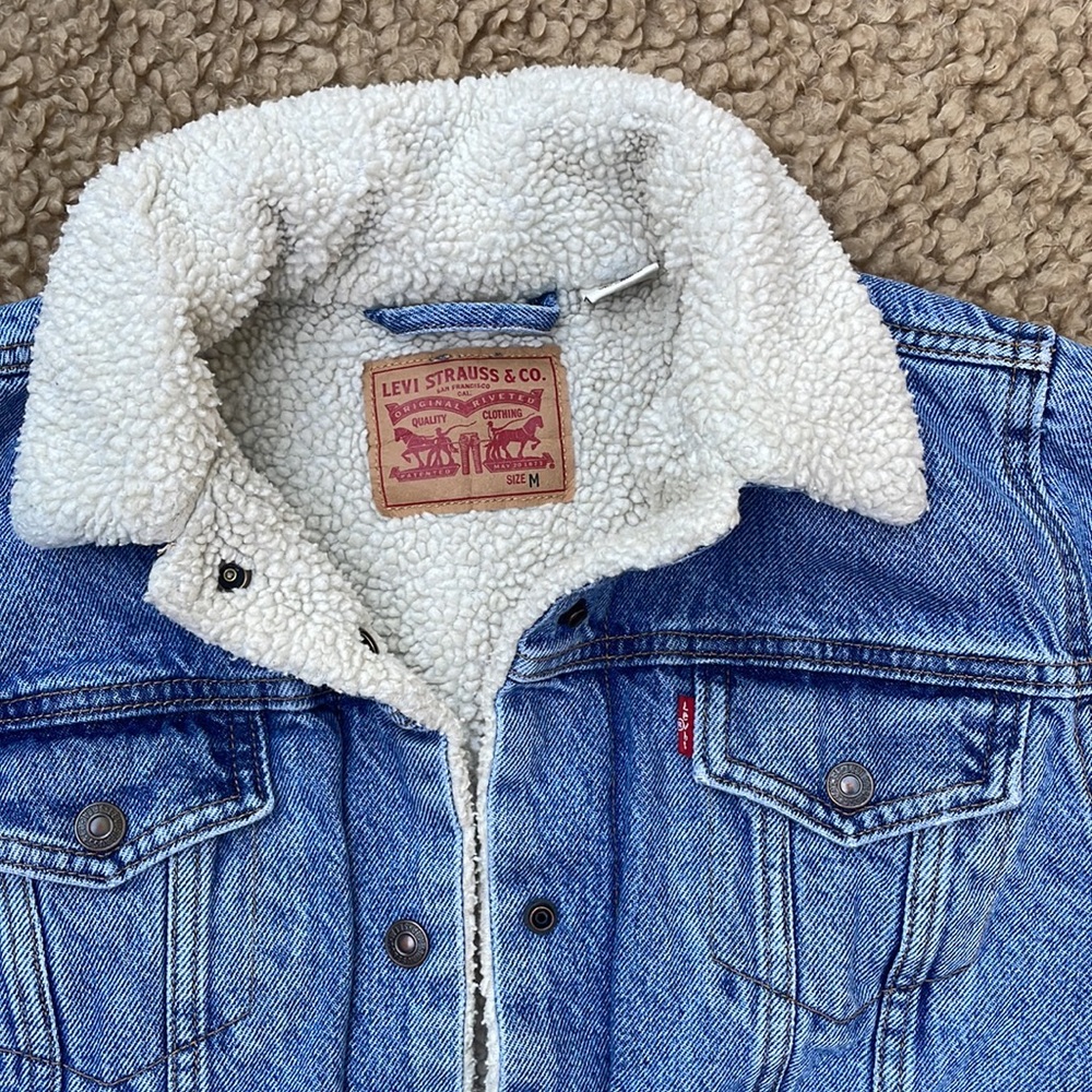 Levi’s Womens Denim Sherpa Lined Bomber Jacket - Picture 2 of 5